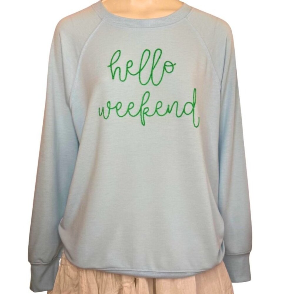 Hello Weekend Cozy Graphic Top by Workshop Republic Clothing Size XL NWT